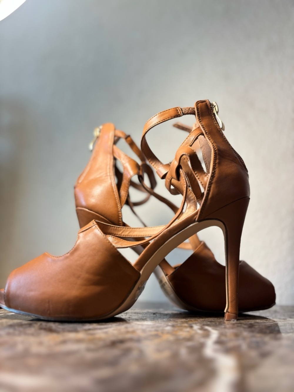 VENUS Brown Strappy High Heel Sandals
